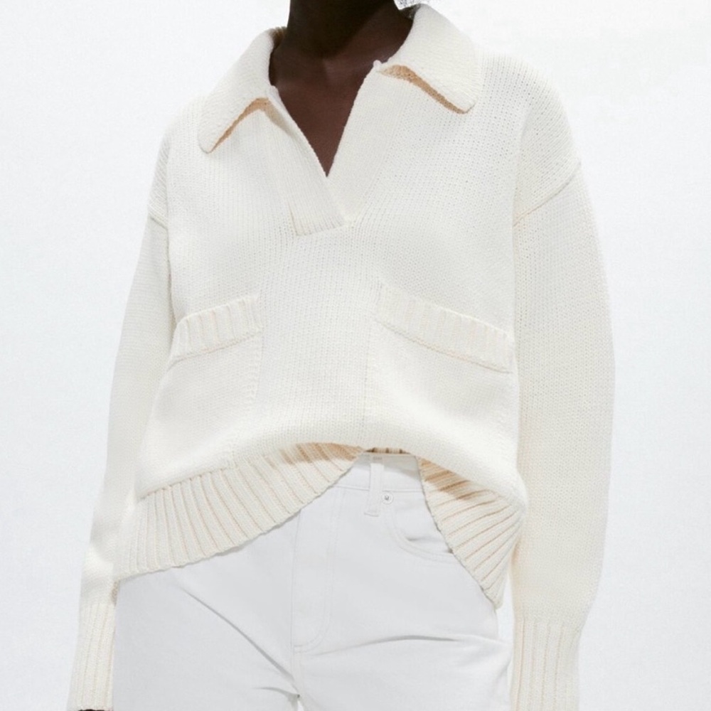 Zara Pollo Collared Knit Sweater S